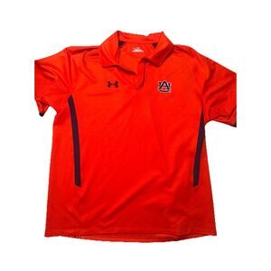 Mens Under Armour Auburn Tigers Polo Shirt L Large Orange Athletic (T21)
